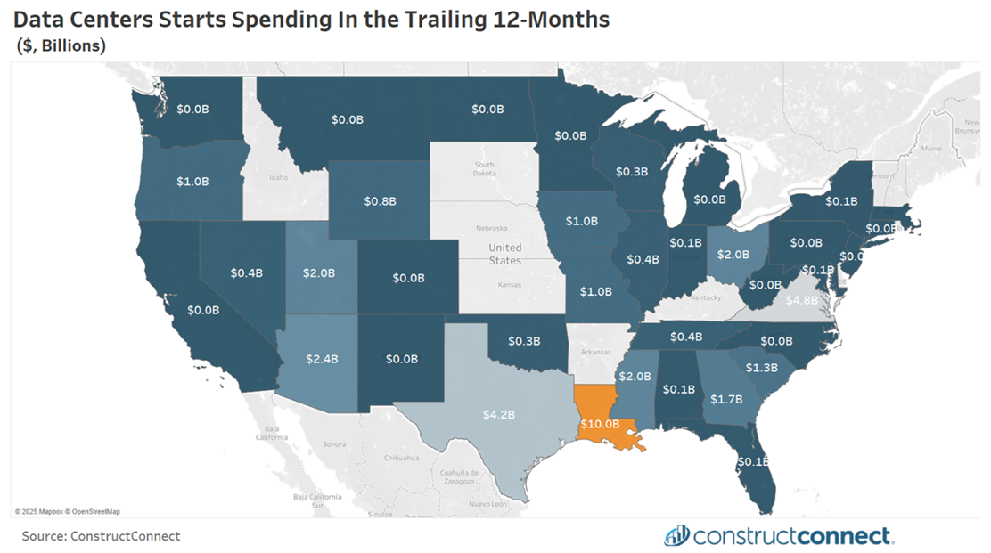 AI Data Centers And Tariffs Define The 2026 Put In Place Outlook 2026 Data Center Starts Spending Map 